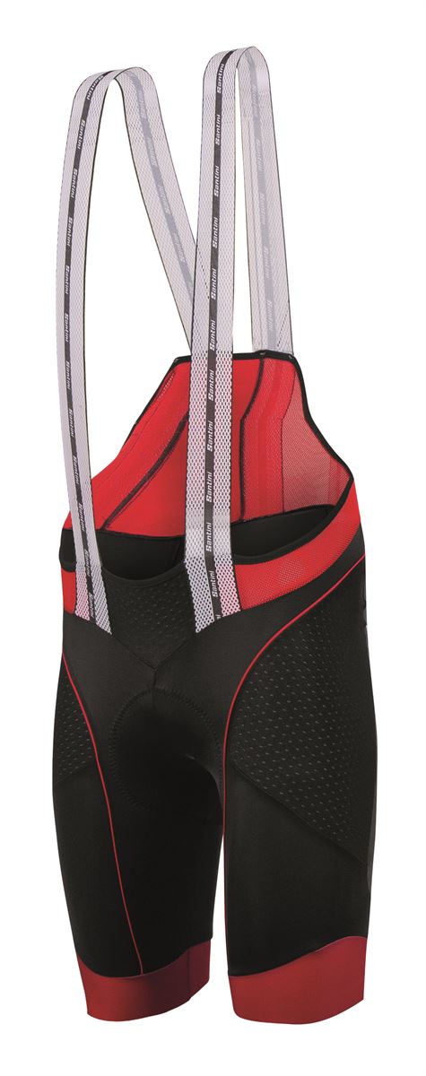 Santini BCool Bib Short – Black with red leg band