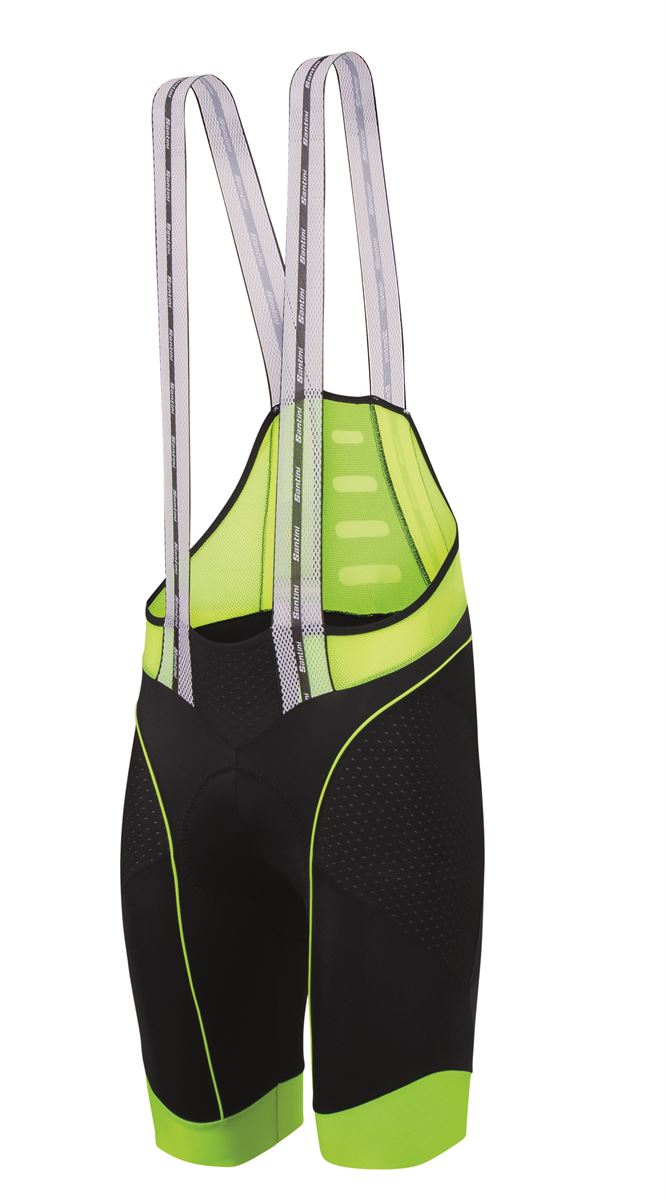 Santini BCool Bib Short – Black with yellow leg band