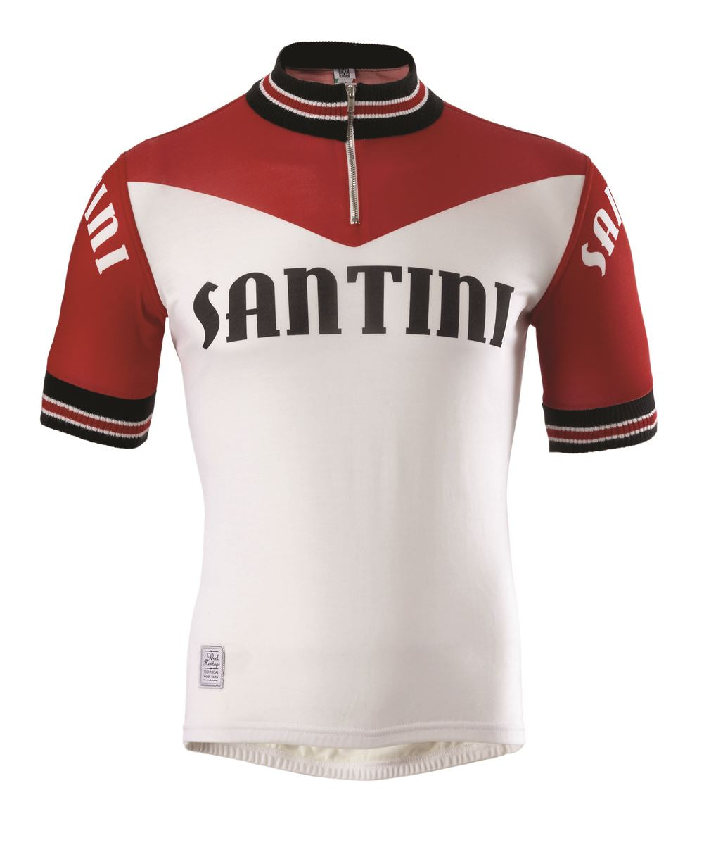 Santini Wool Heritage Short Sleeve Jersey – White/Red
