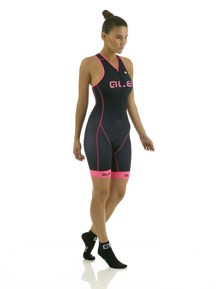 Ale Triathlon Cipro Women's Skinsuit - Front Zipper – Blk/Pink Fluo