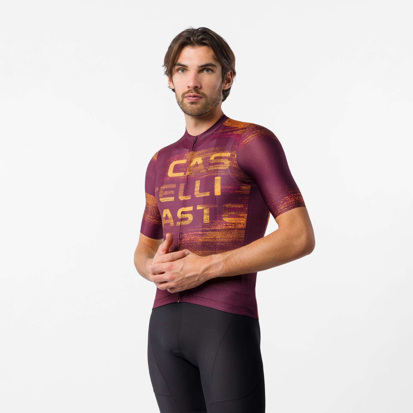 Castelli Stratus Logo Jersey – deep bordeaux/winter sky
