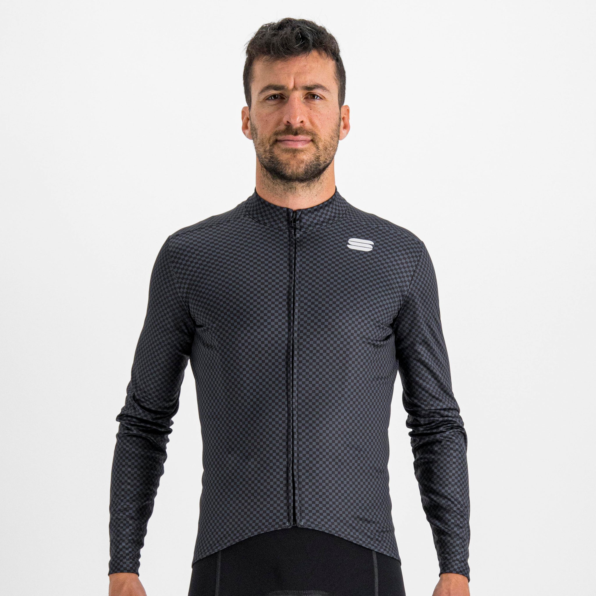 Sportful Checkmate Thermal Jersey – black galaxy blue cedar
