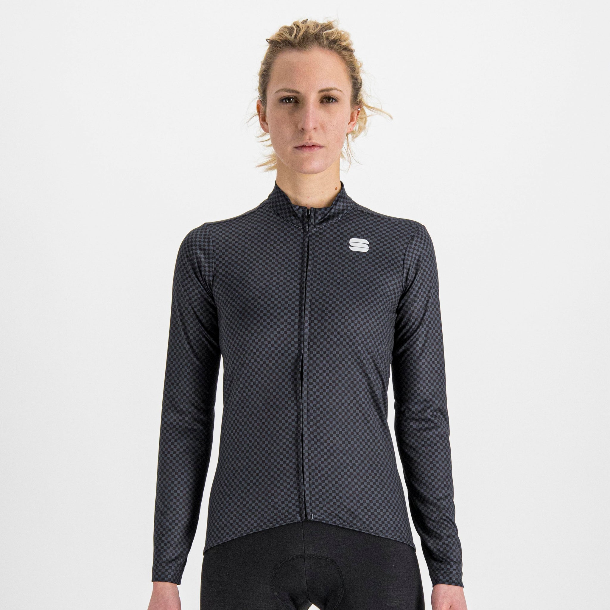 Sportful Checkmate W Thermal Jersey – black galaxy blue pompelmo