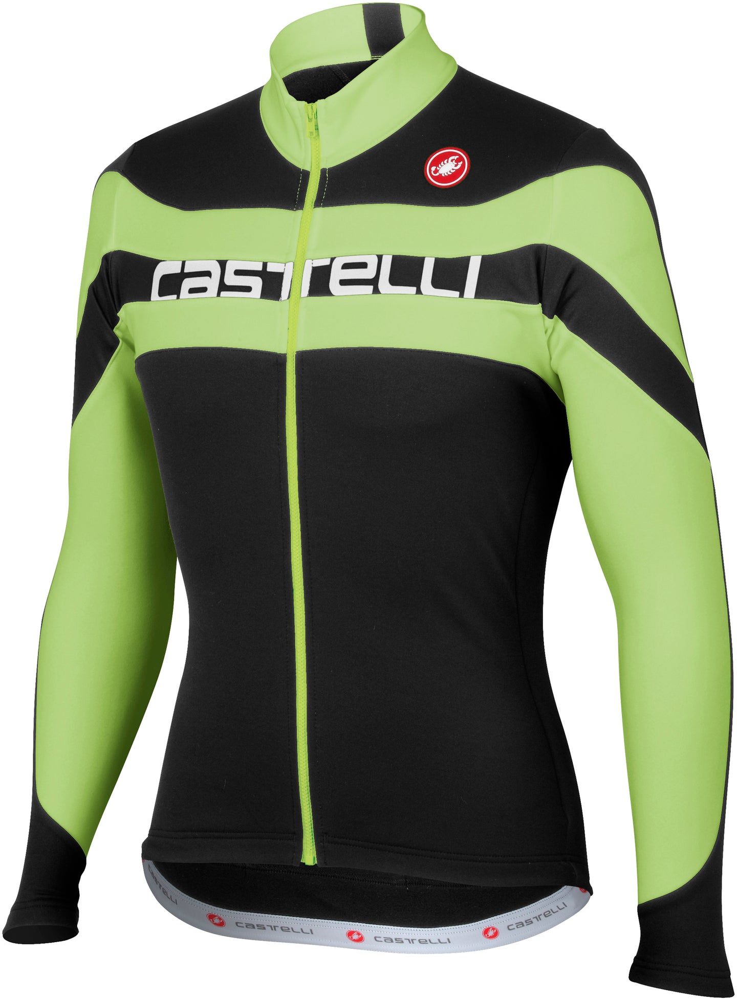 Castelli Giro LS Jersey FZ – Blk/Grn/Wht Text