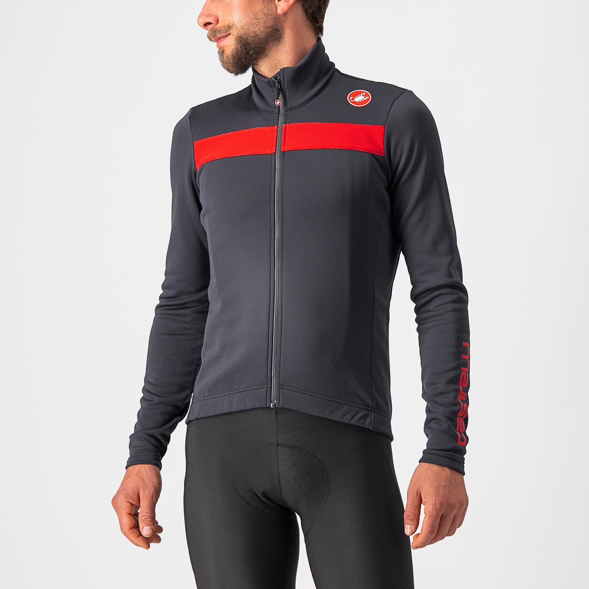 Castelli Puro 3 Jersey FZ – dark gray/red reflex