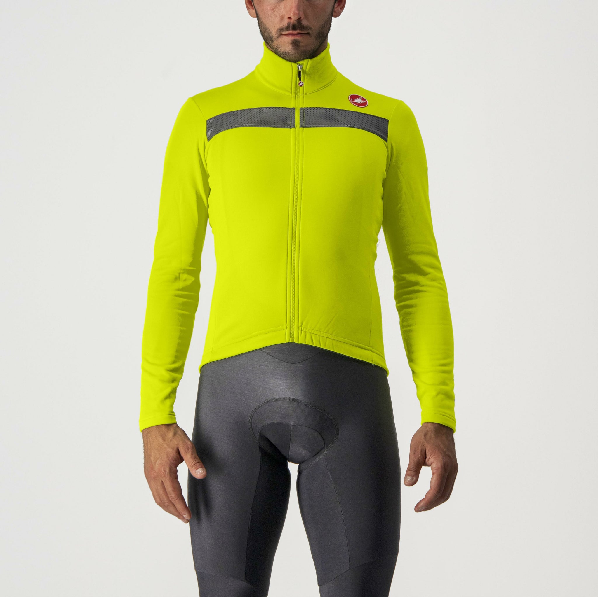 Castelli Puro 3 Jersey FZ – electric lime/silver reflex