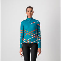 Castelli Diagonal Jersey FZ – teal blue/brilliant pink -soft pink