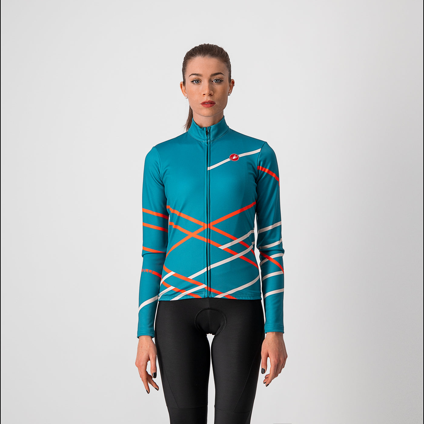 Castelli Diagonal Jersey FZ – teal blue/brilliant pink -soft pink