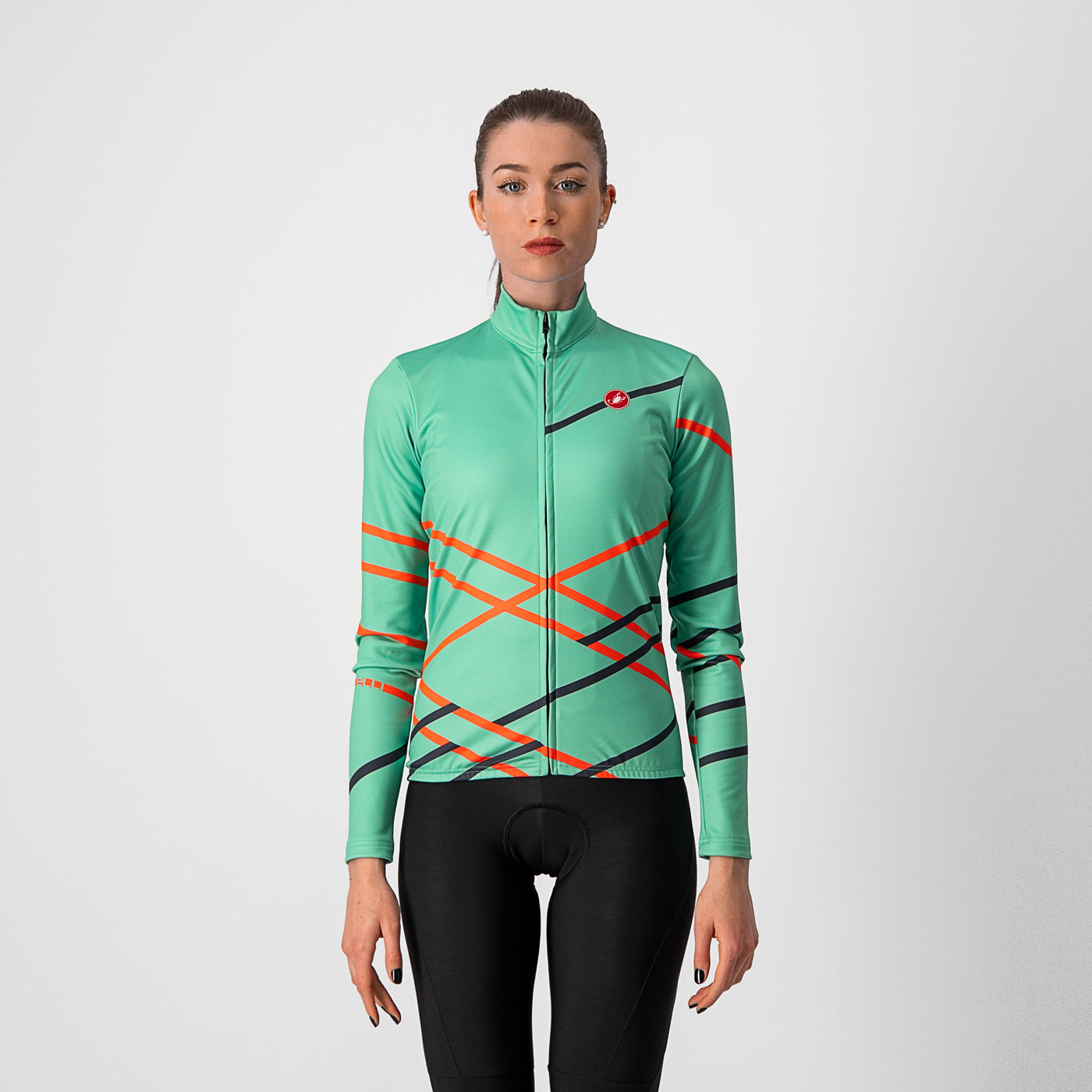 Castelli Diagonal Jersey FZ – jade green/brilliant pink -dark steeel blue
