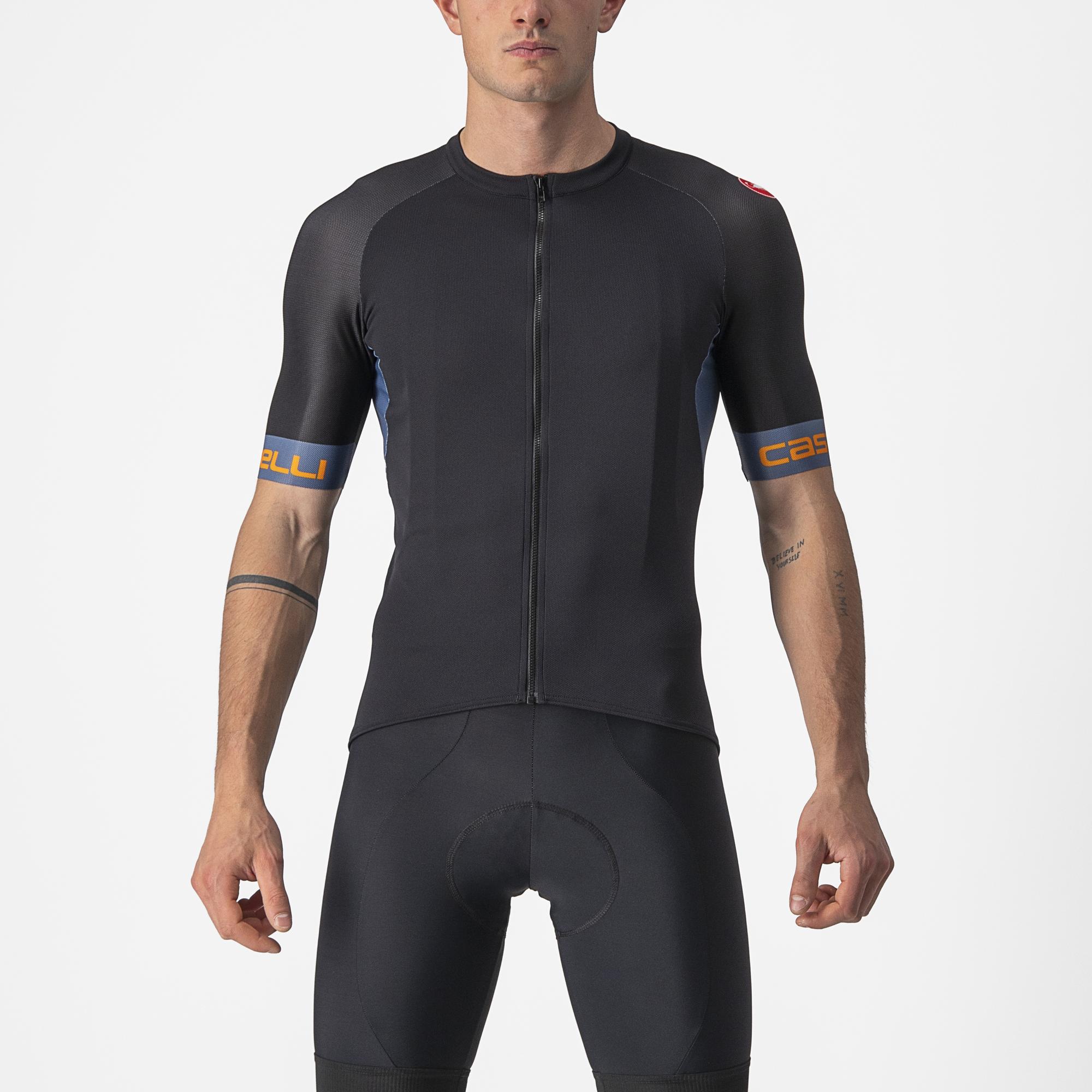 Castelli Entrata VI Jersey – light black/light steel blue pop orange