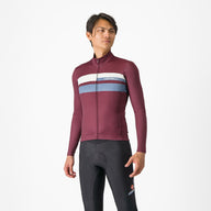 Castelli Lineare Jersey – deep bordeaux/light steel blue/ivory