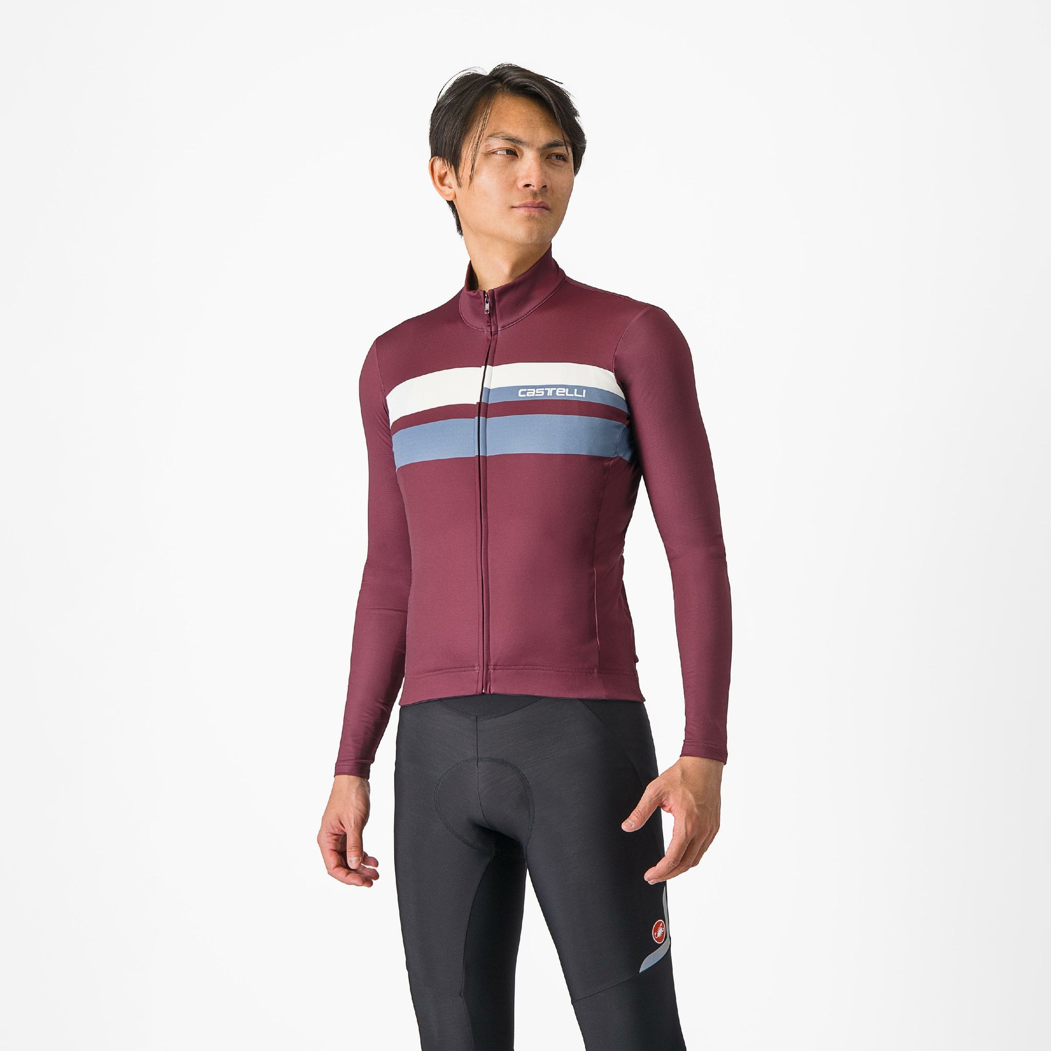 Castelli Lineare Jersey – deep bordeaux/light steel blue/ivory