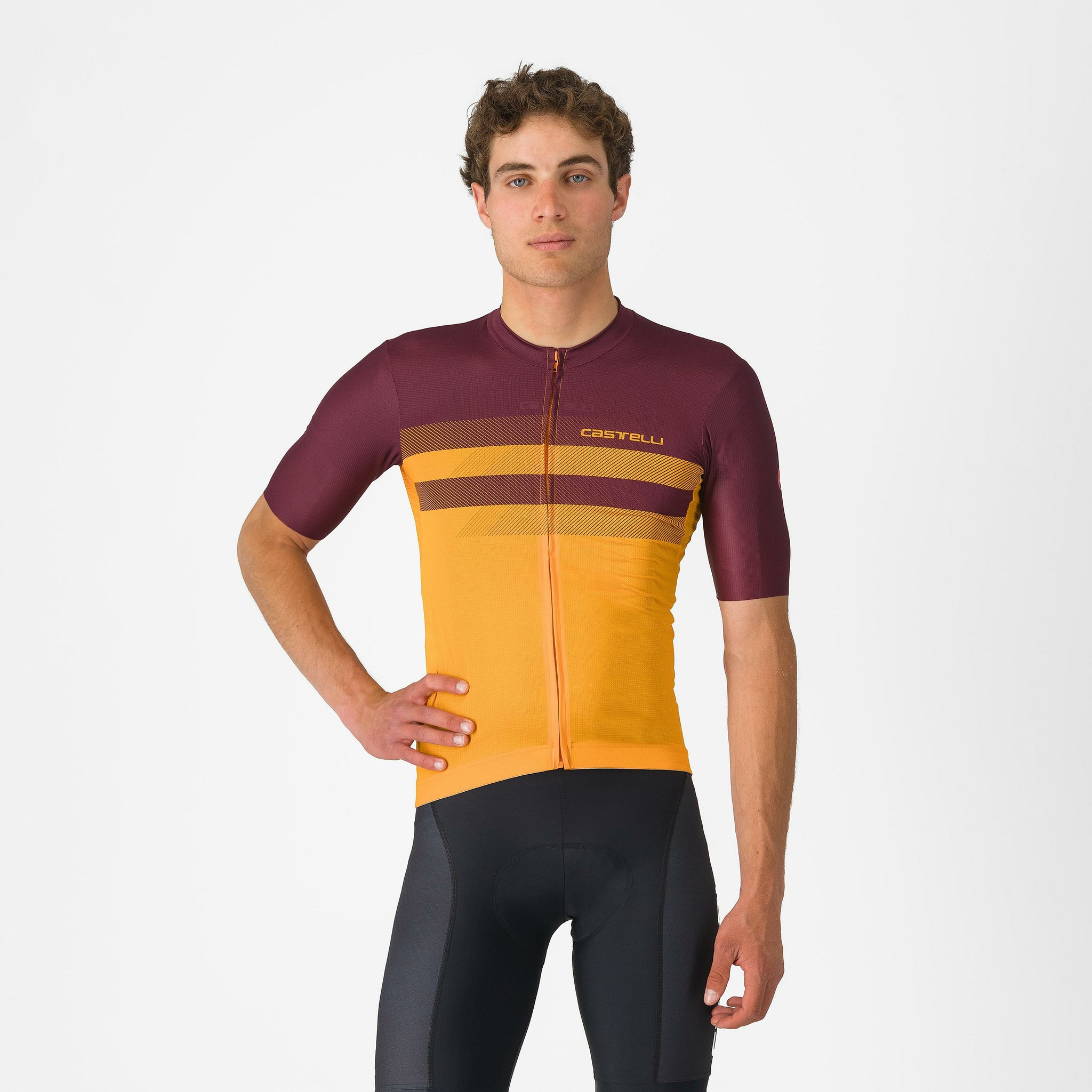 Castelli Simbolo Jersey – vivid orange/deep bordeaux
