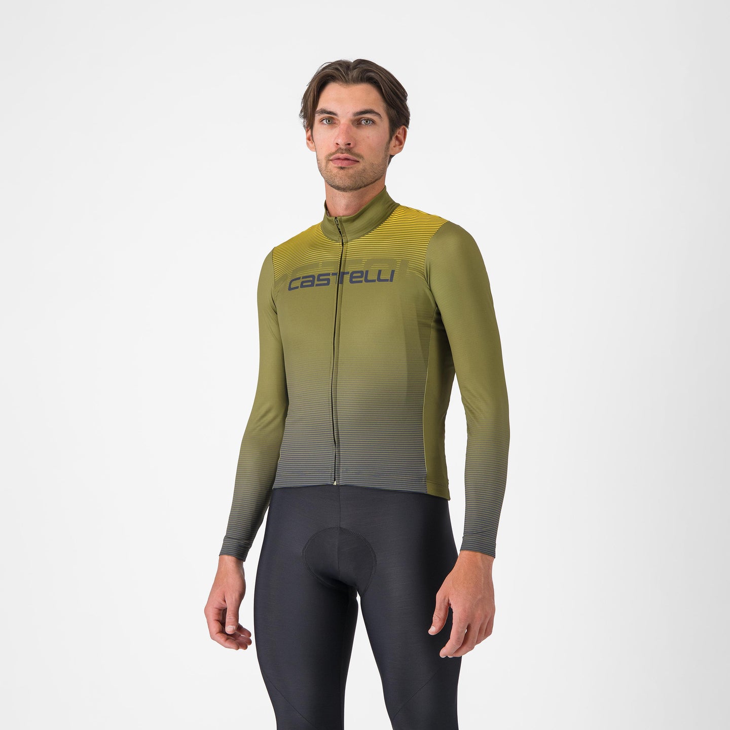 Castelli Apice Thermal Jersey – sage/twilight blue/mango mojito