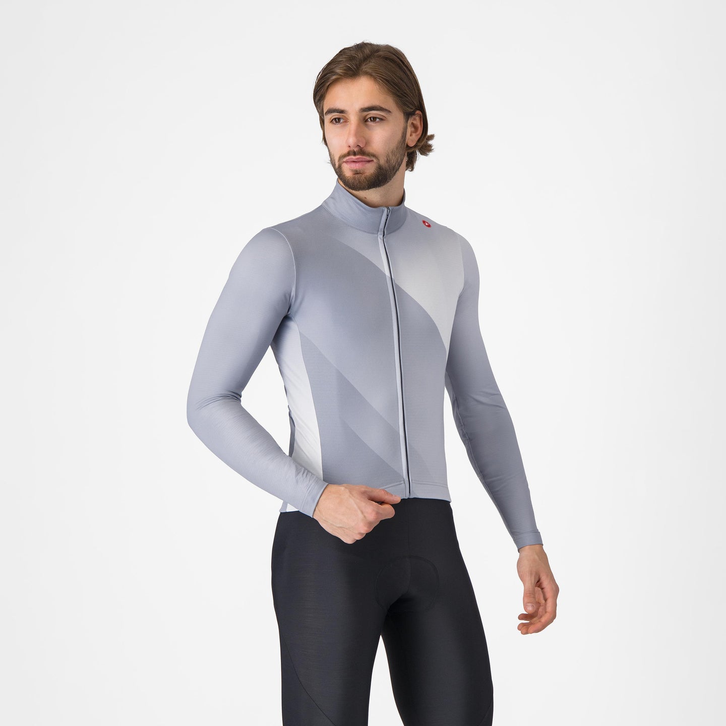 Castelli Amplify Thermal Jersey – vortex gray/silver gray/white