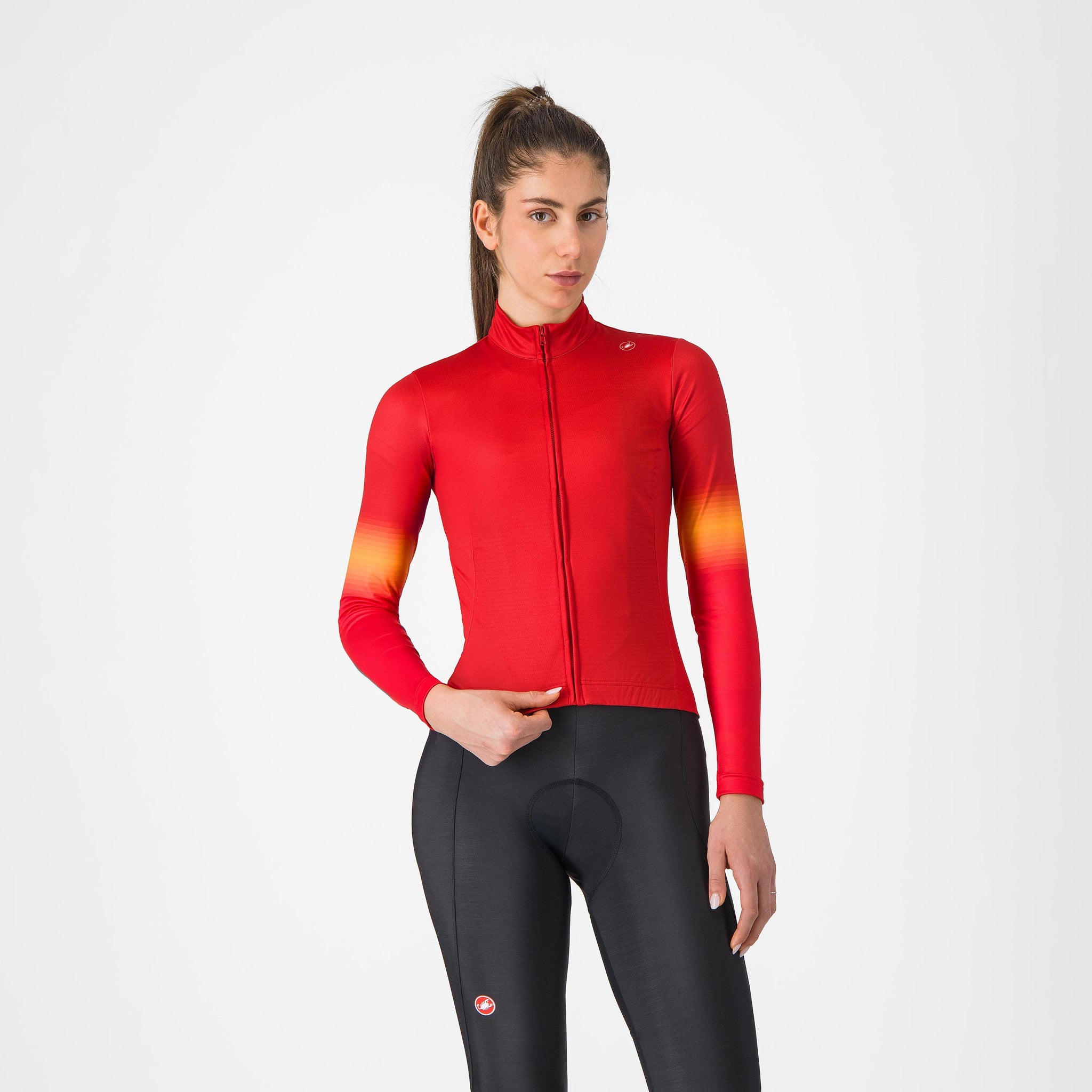 Castelli Corso Thermal Jersey – rich red/hibiscus/vivid orange