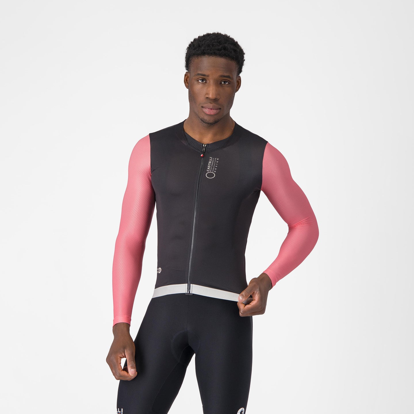 Castelli Corretto LS Jersey – black/rosa giro/silver moon