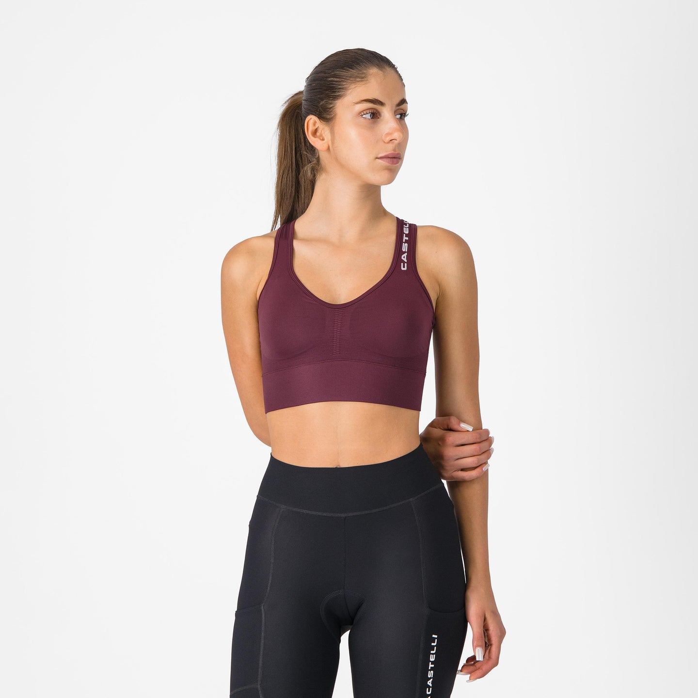 Castelli Comfort Travel Crop Top – deep bordeaux