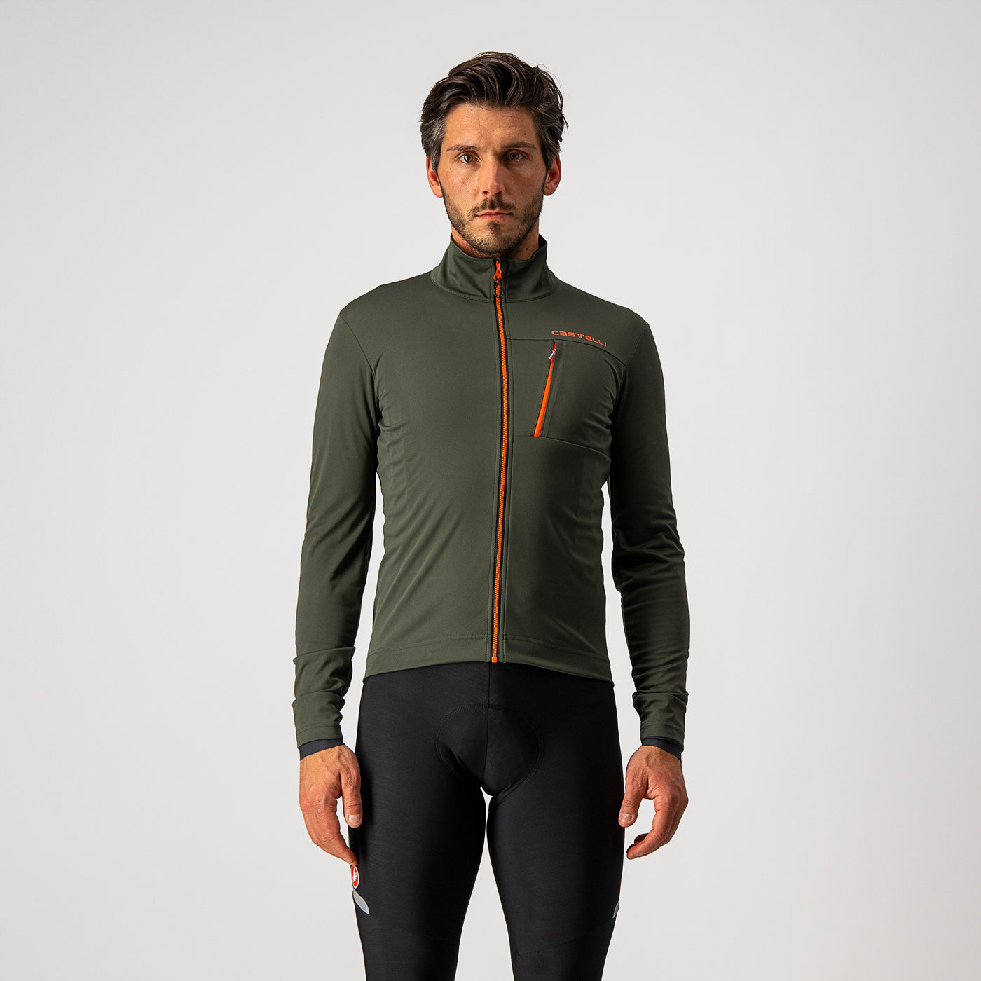 Castelli Go Jacket – military green/fiery red