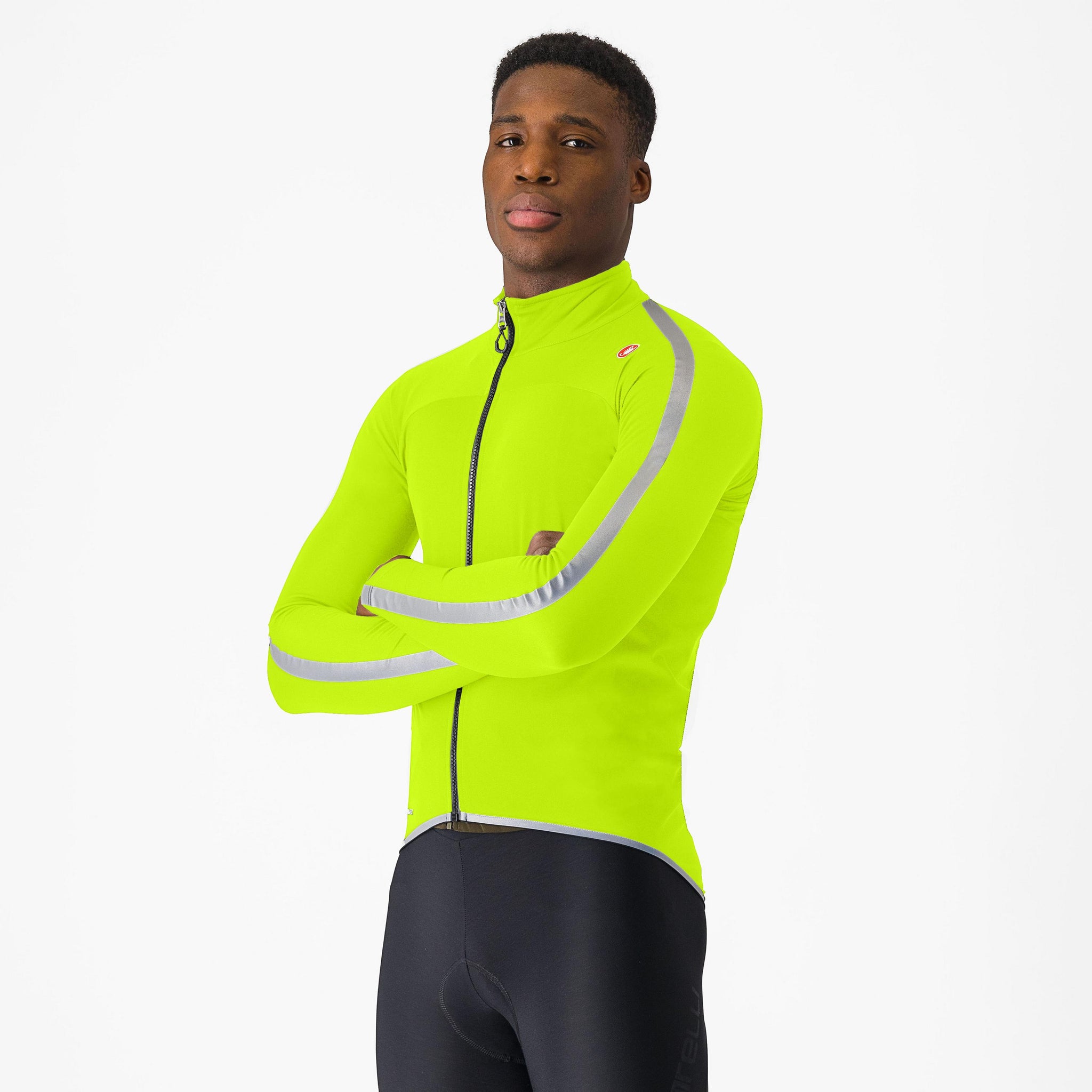 Castelli Ultra Rain Cape – electric lime/silver reflex