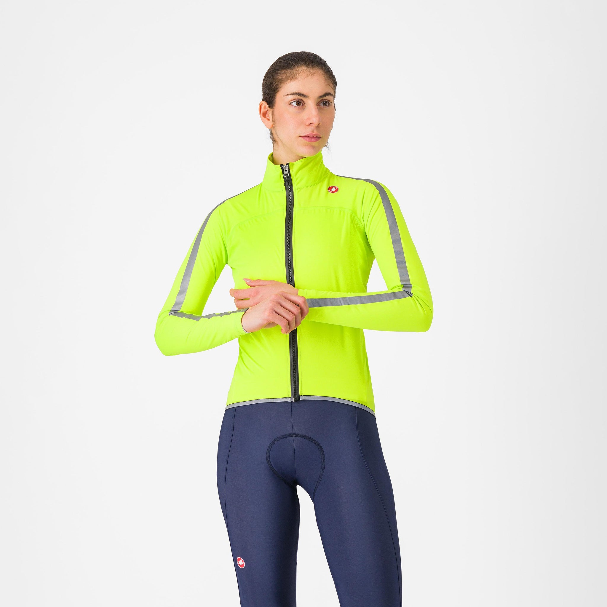 Castelli Ultra W Rain Cape – electric lime/silver reflex