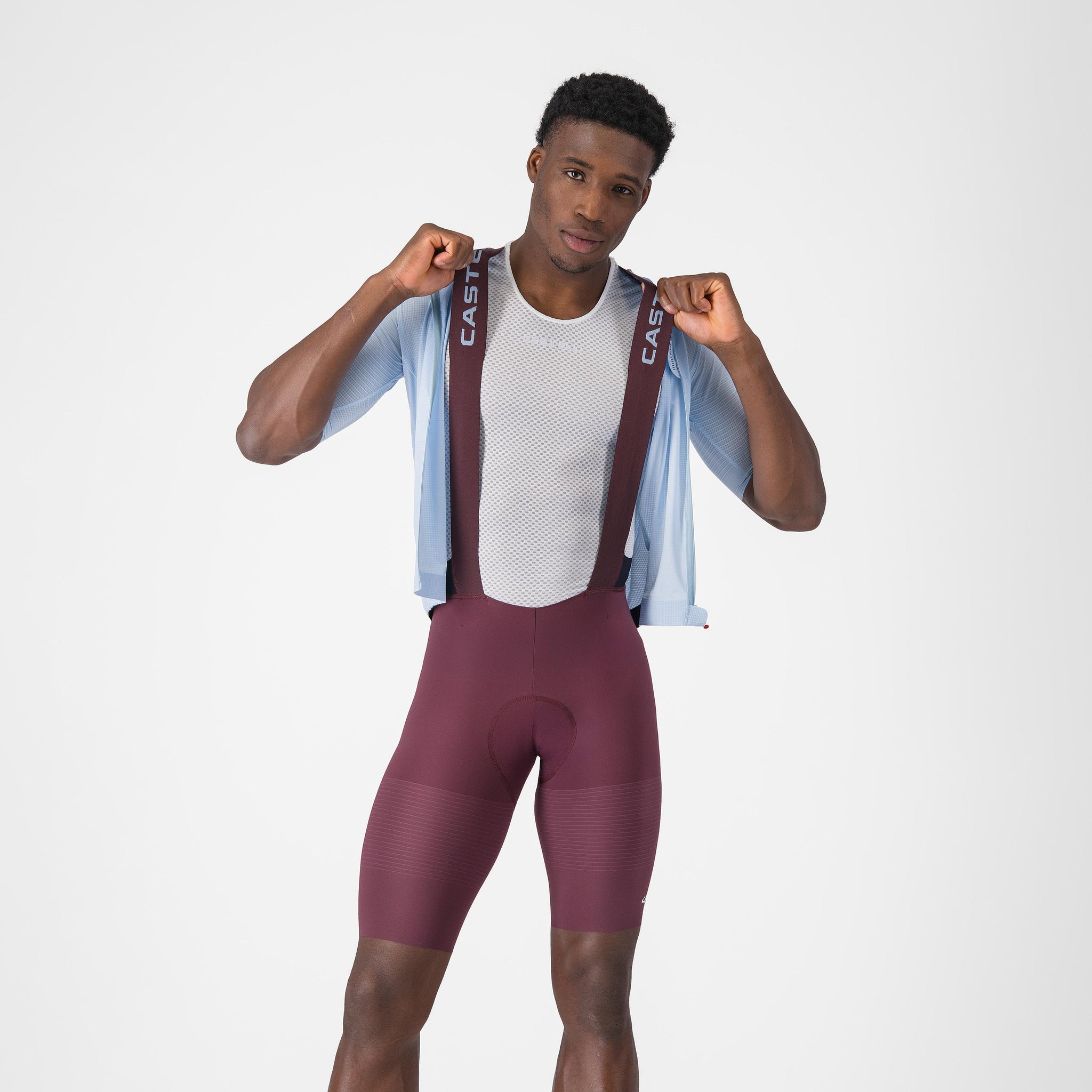 Castelli Premio Evo Bibshort – deep bordeaux/winter sky