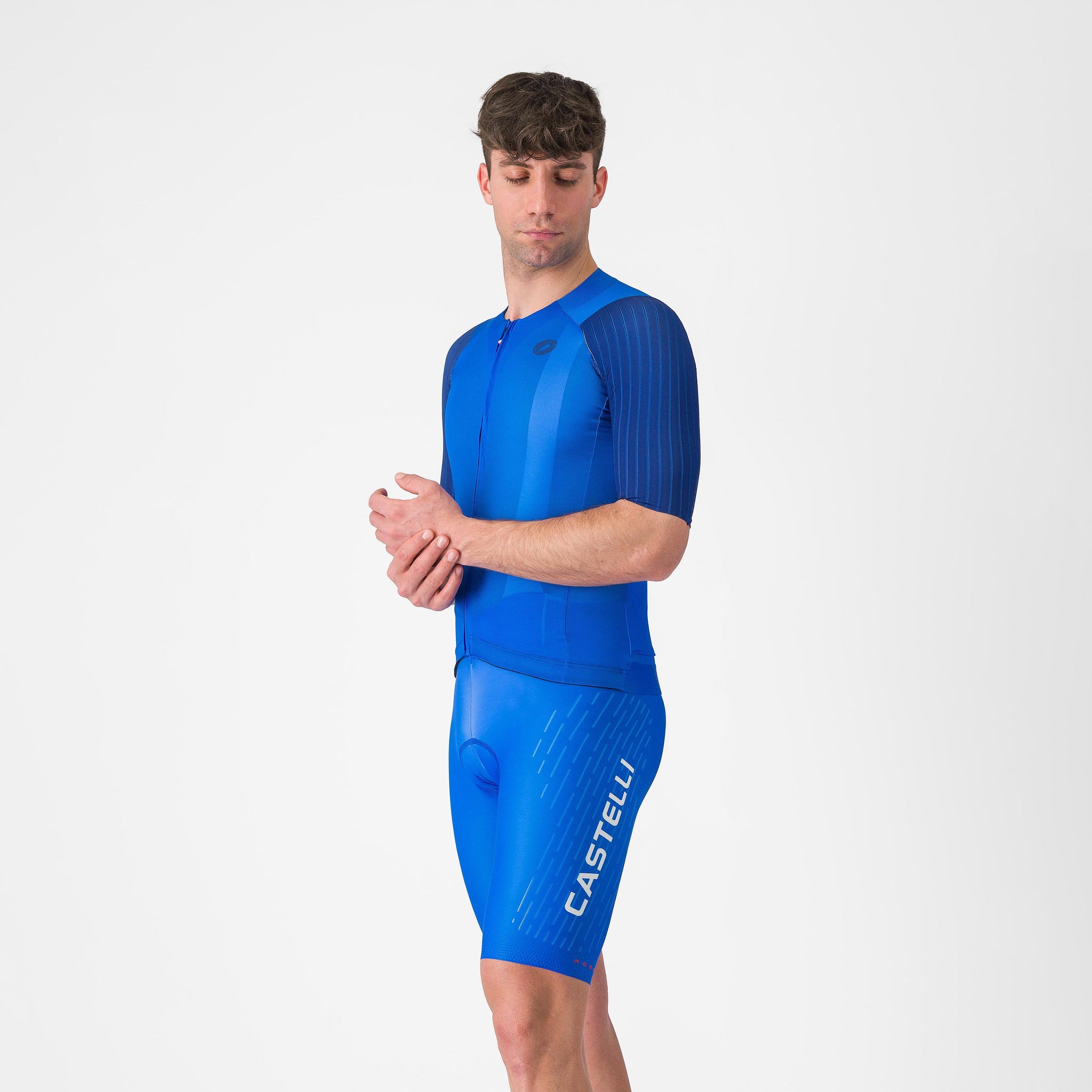 Castelli Free Aero Race S Kit Bibshort – azzurro italia/silver gray