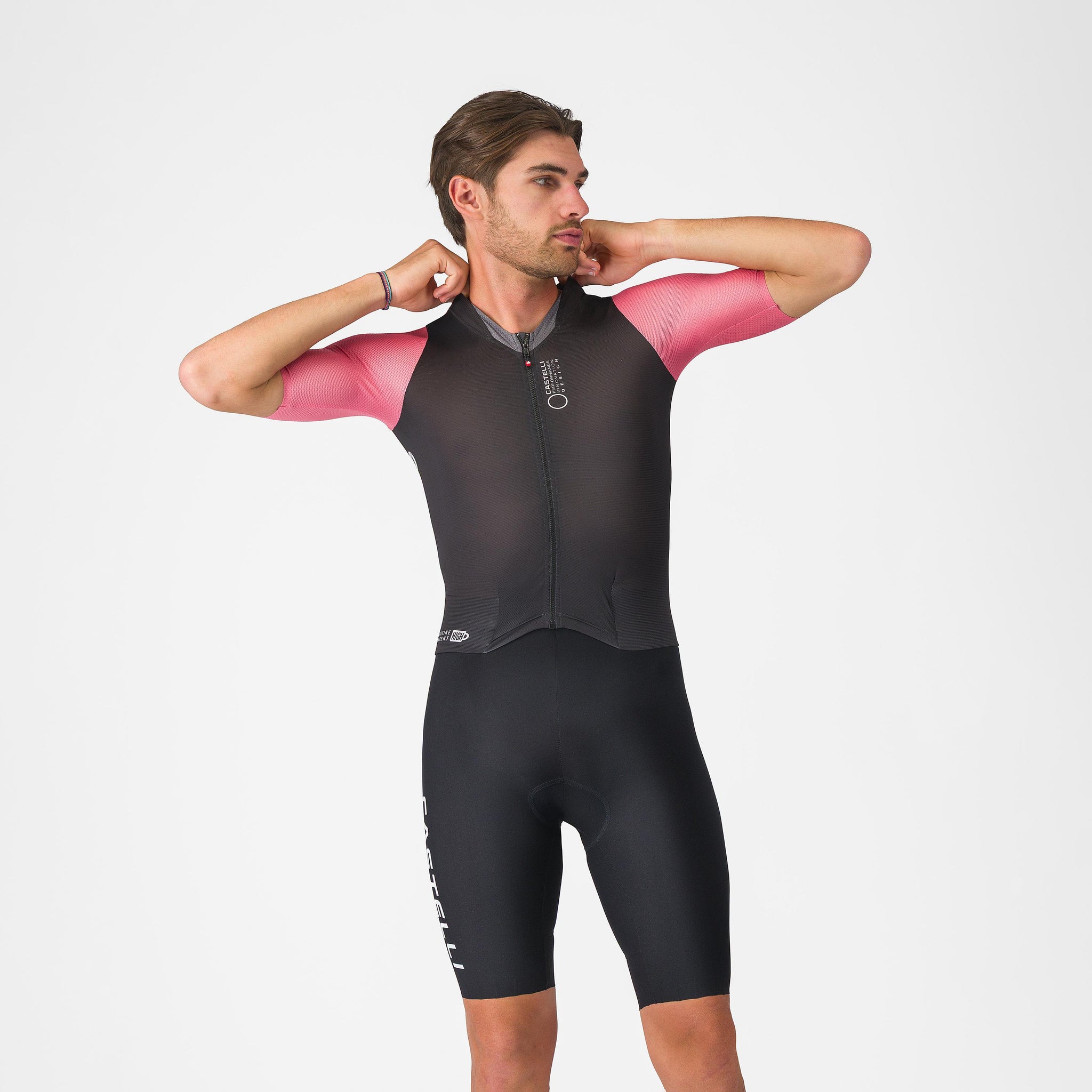 Castelli Saturday Morning Skinsuit – black/rosa giro/smoky gray