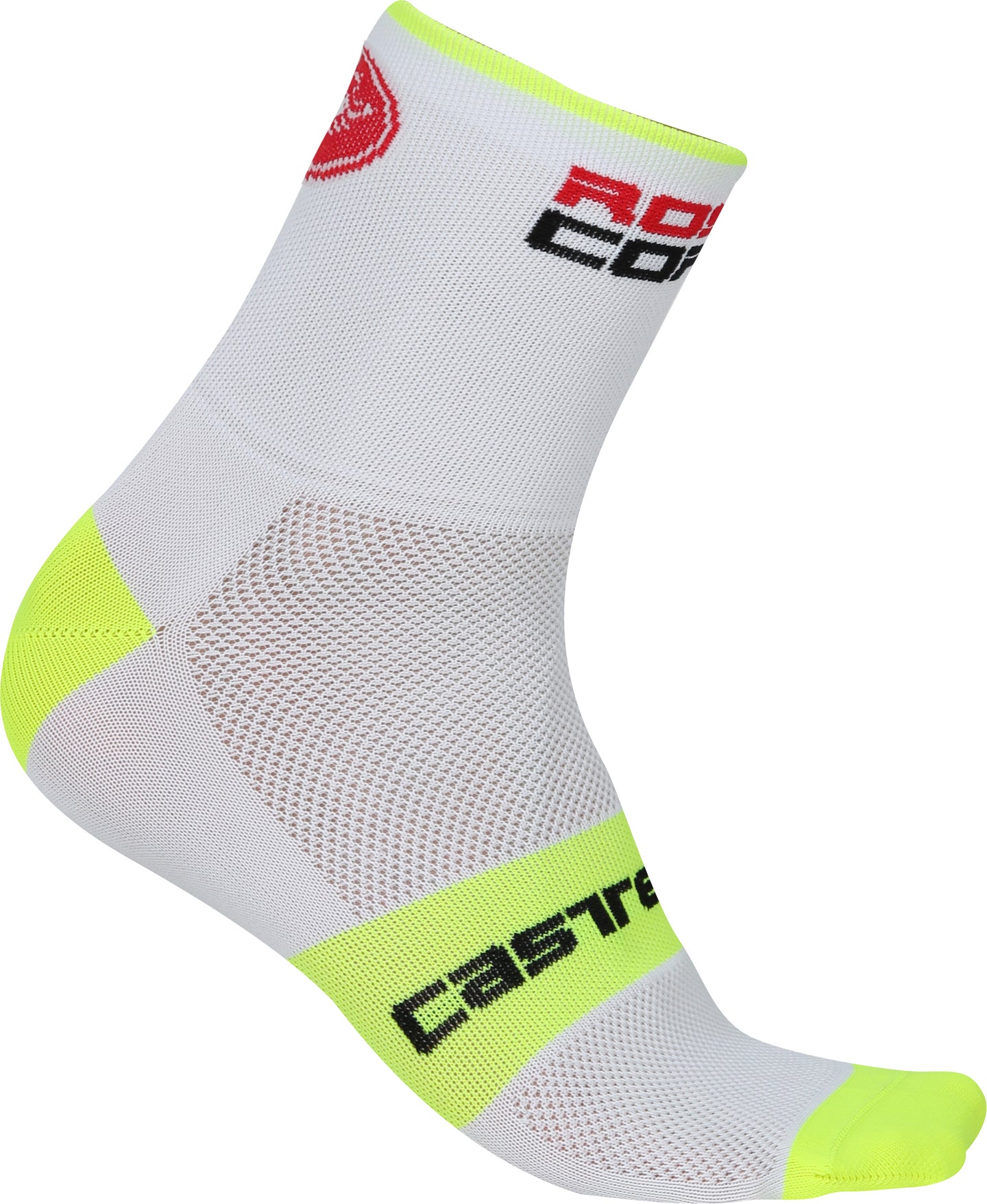 Castelli Rosso Corsa 13 Sock – white/yellow fluo