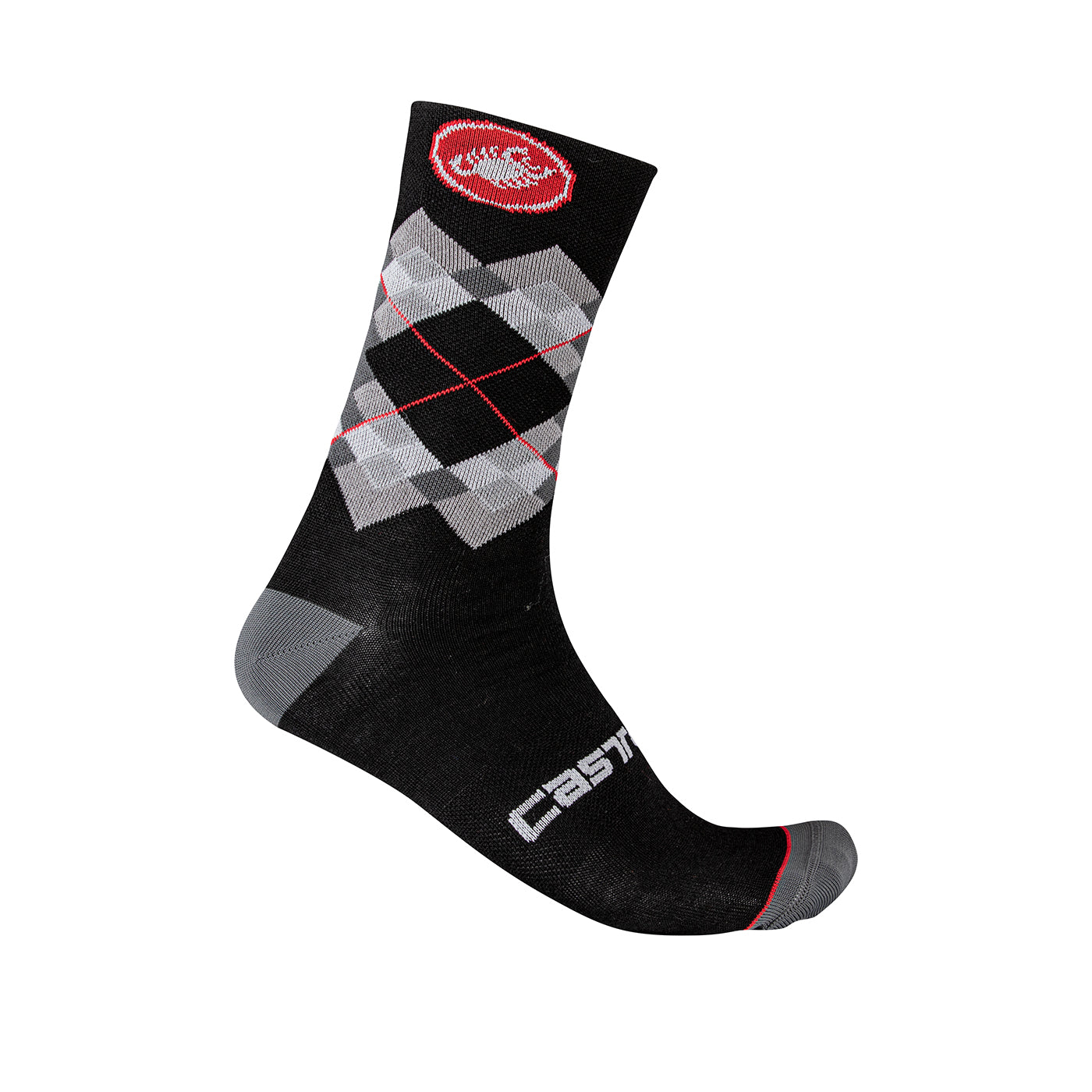 Castelli Rombo 18 Sock – black/dark gray/red