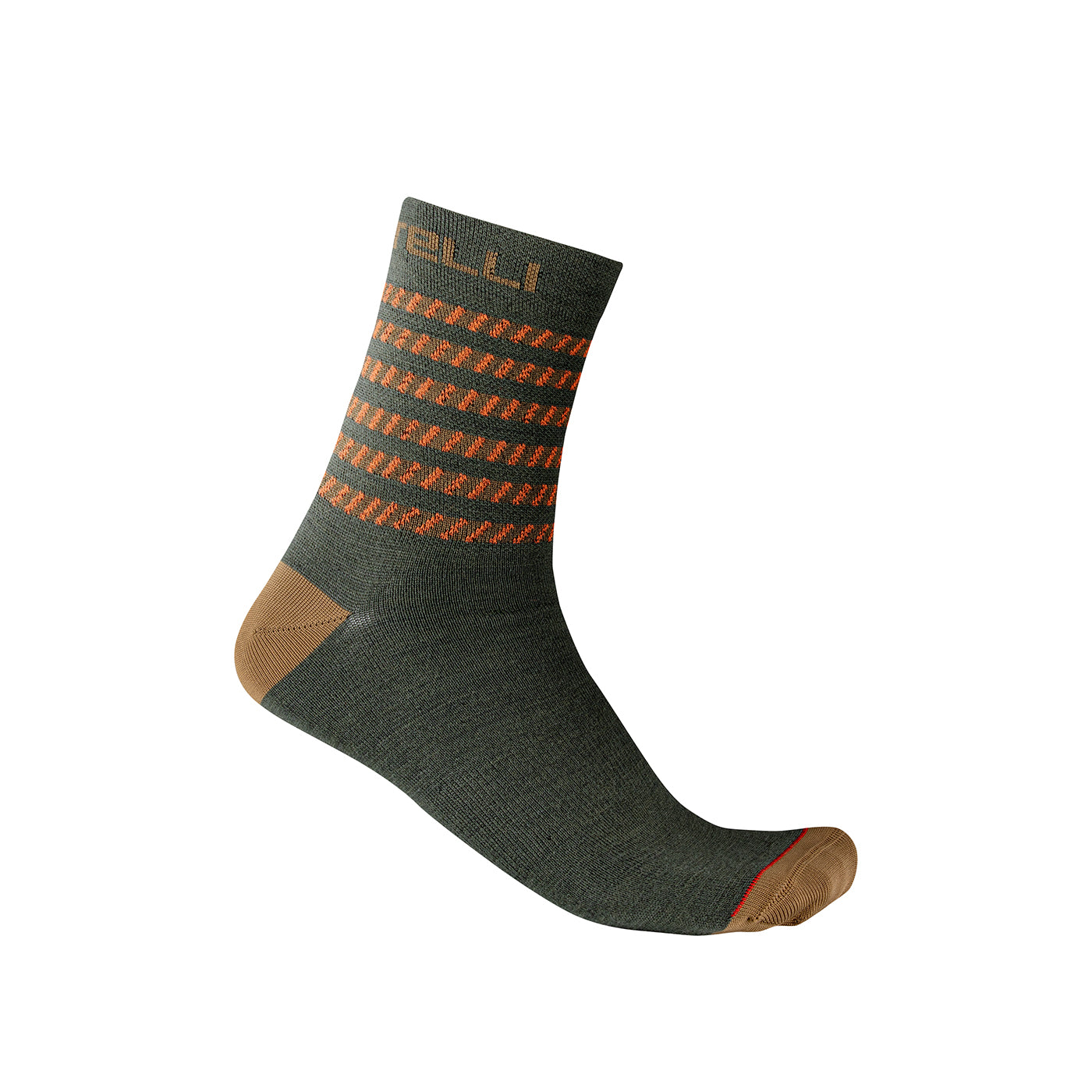Castelli Go 15 Sock – miitary green/olive green/fiery red