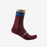 Castelli Gara Thermal 18 Sock – deep bordeaux/light steel blue/ivory