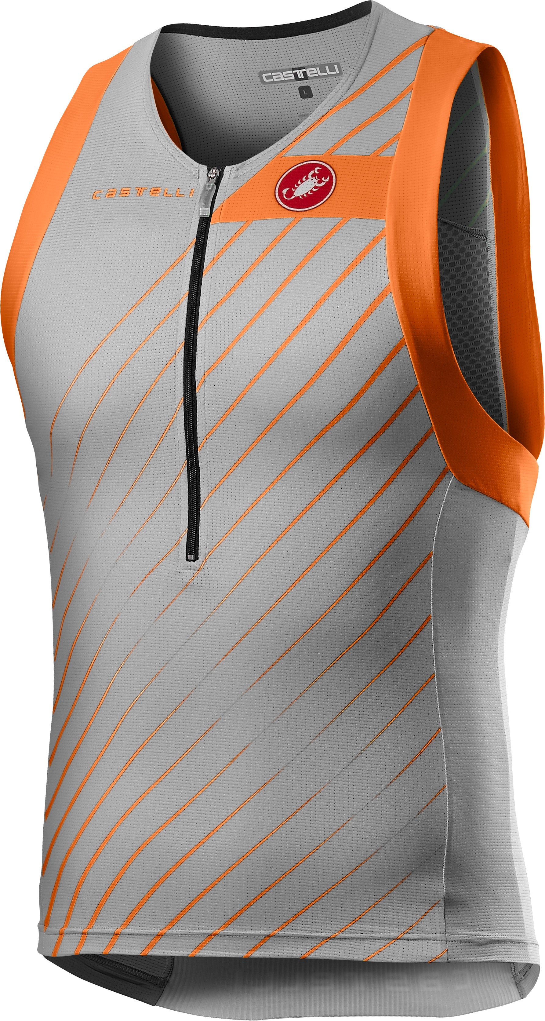 Castelli Free Tri Top – silver gray/brilliant orange