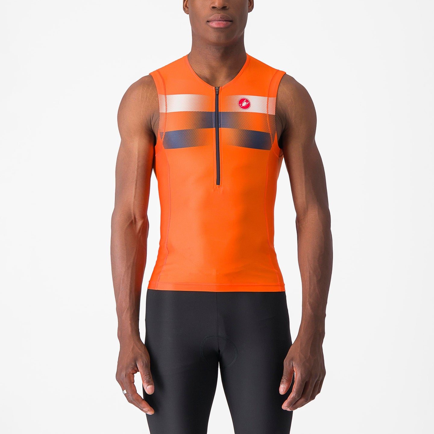 Castelli Free Tri 2 Sleeveless Top – Brilliant orange/Belgian blue-white