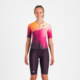 Castelli Free Sanremo 3 W Suit Short Sleeve – dark night shade/vivid orange-bright rose