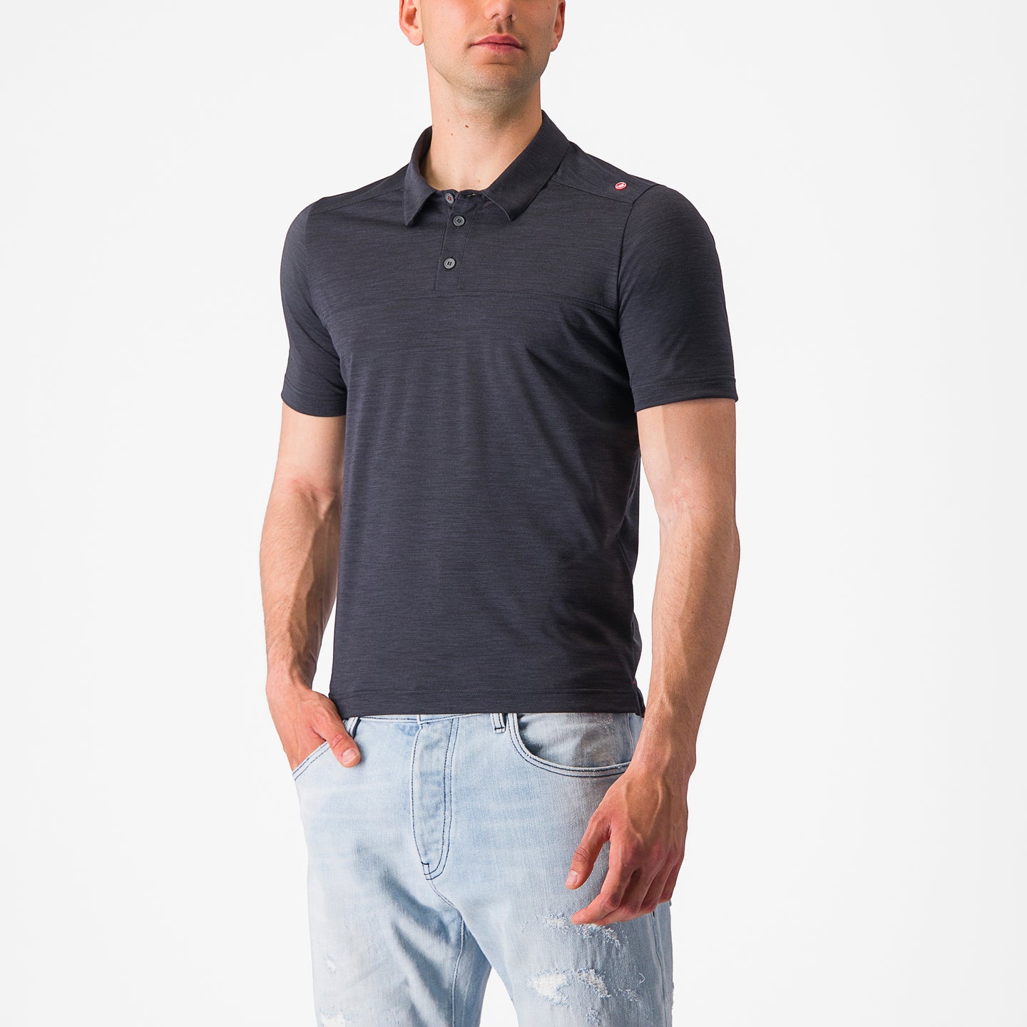 Castelli Merino Polo – light black